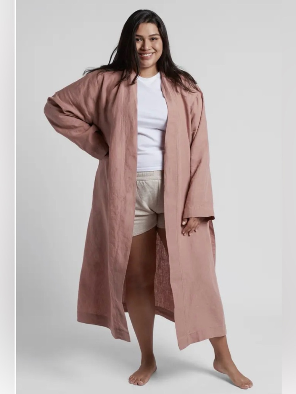 Parachute Dusty Rose unisex 100% linen robe small